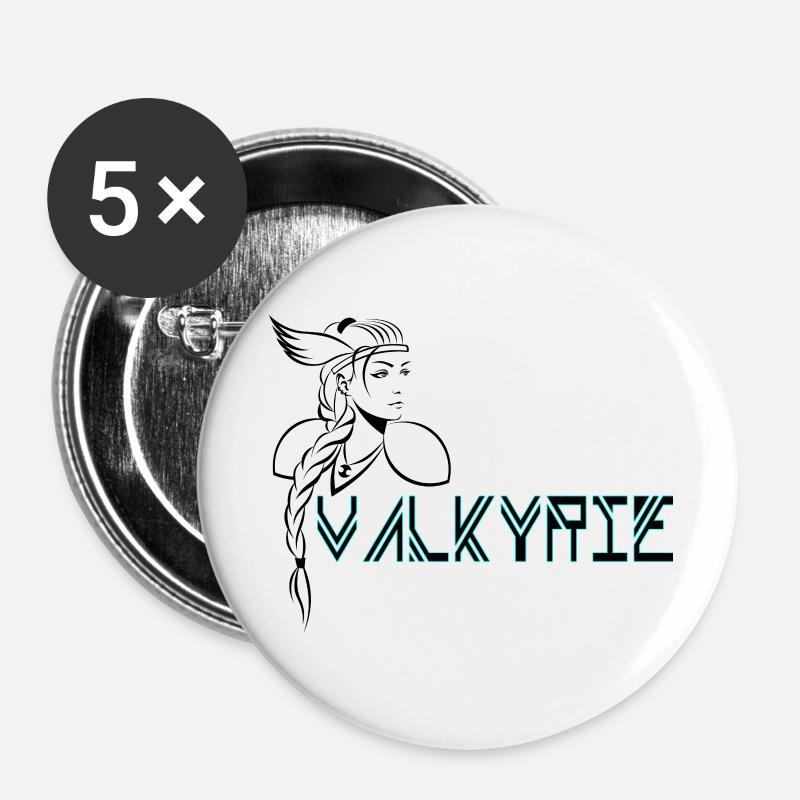 VALKYRIE blue - Buttons large 2.2''/56 mm (5-pack) - white