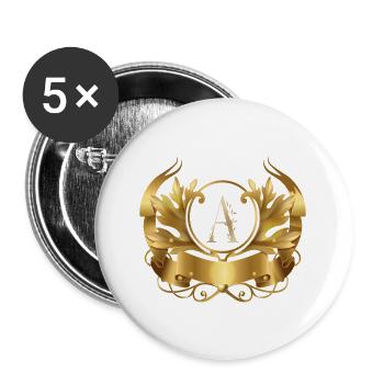 le A doré dans le cadre doré - Lot de 5 grands badges (56 mm) - blanc - Devant