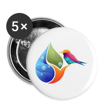Feuille de couleurs géométrique du colibri - Lot de 5 grands badges (56 mm) - blanc - Devant