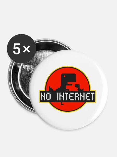 No internet - Kein Internet - Buttons groß 56 mm (5er Pack) - Weiß