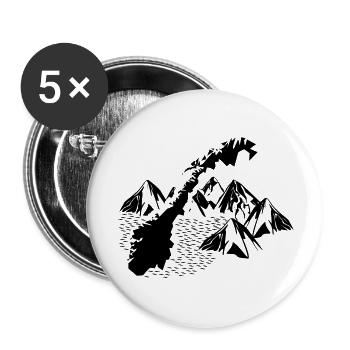 Norway Map Mountains Sea Fjord Hiking Norway - Buttons large 2.2''/56 mm (5-pack) - white - Front