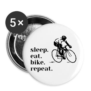 Biking / Fahrrad / Bestseller / Geschenkidee - Buttons groß 56 mm (5er Pack) - Weiß - Vorne