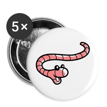 Petit ver joyeux - Lot de 5 grands badges (56 mm) - blanc - Devant