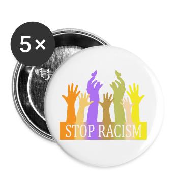 Stop Rassismus - Buttons groß 56 mm (5er Pack) - Weiß - Vorne