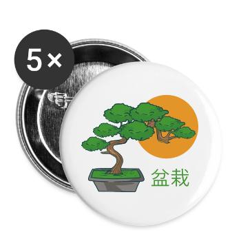 Bonsai Petit arbre - Lot de 5 grands badges (56 mm) - blanc - Devant