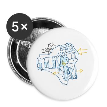 Gear - Lot de 5 grands badges (56 mm) - blanc - Devant