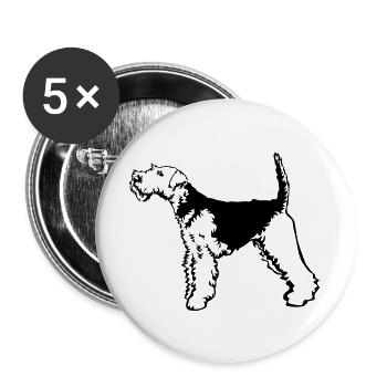 Welsh Terrier - Lot de 5 grands badges (56 mm) - blanc - Devant