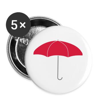 Logo Roter Regenschirm - Buttons groß 56 mm (5er Pack) - Weiß - Vorne