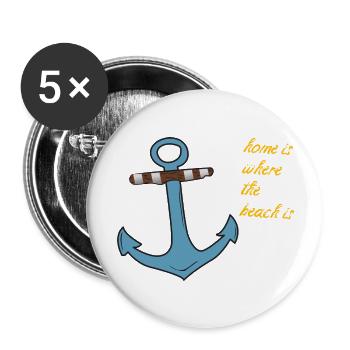 Anker Home is where the beach is - Buttons large 2.2''/56 mm (5-pack) - white - Front