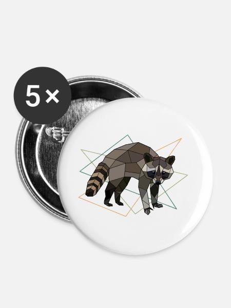 Waschbär - Buttons groß 56 mm (5er Pack) - Weiß