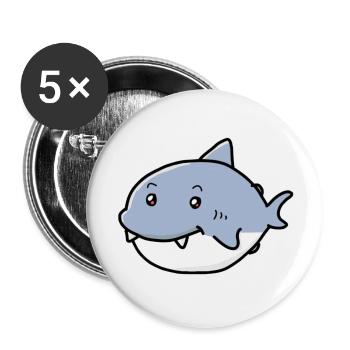 Cute Shark - Buttons groß 56 mm (5er Pack) - Weiß - Vorne