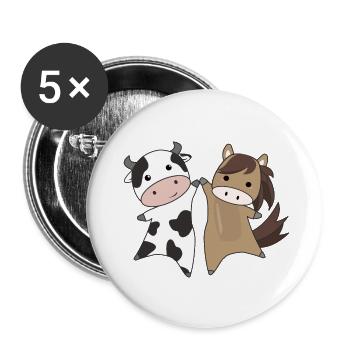 vache cheval ferme doux animaux agriculteurs agriculteur - Lot de 5 grands badges (56 mm) - blanc - Devant