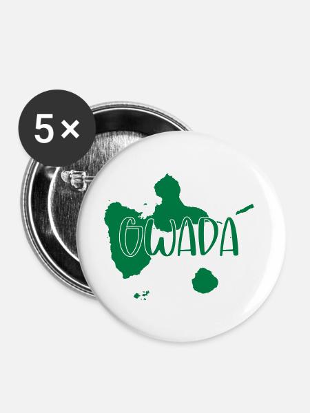 Guadeloupe - Gwada - Buttons groß 56 mm (5er Pack) - Weiß