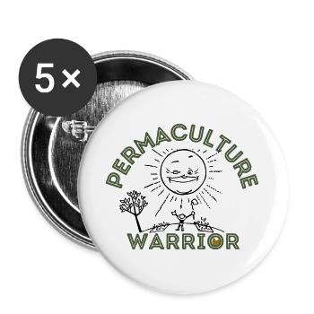 Permaculture Warrior - Lot de 5 grands badges (56 mm) - blanc - Devant
