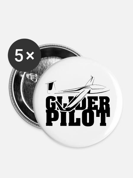 glider pilot symbol team flying Flieger Segelflug - Buttons groß 56 mm (5er Pack) - Weiß