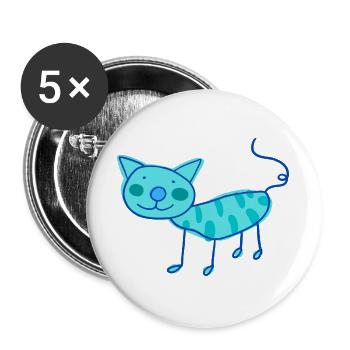Cute Kids Cat in Colorful - Buttons large 2.2''/56 mm (5-pack) - white - Front