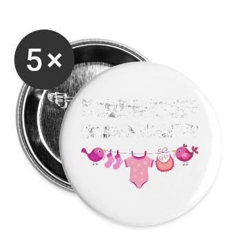 Echte Männer machen Mädchen | Babyparty Geschenk - Buttons groß 56 mm (5er Pack) - Weiß - Vorne