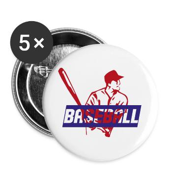 Baseball - Buttons groß 56 mm (5er Pack) - Weiß - Vorne