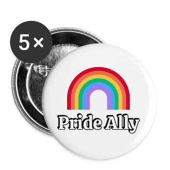 Pride Ally Rainbow - Buttons large 2.2''/56 mm (5-pack) - white - Front