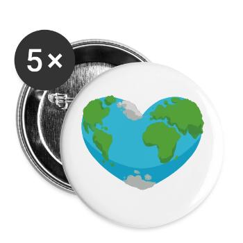 Terre coeur nature environnement planète conception - Lot de 5 grands badges (56 mm) - blanc - Devant