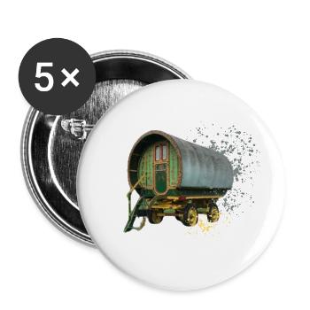caravane gitane tirée par des chevaux, - Lot de 5 grands badges (56 mm) - blanc - Devant