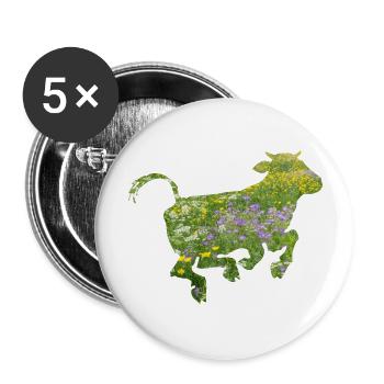 Kuh - Buttons groß 56 mm (5er Pack) - Weiß - Vorne