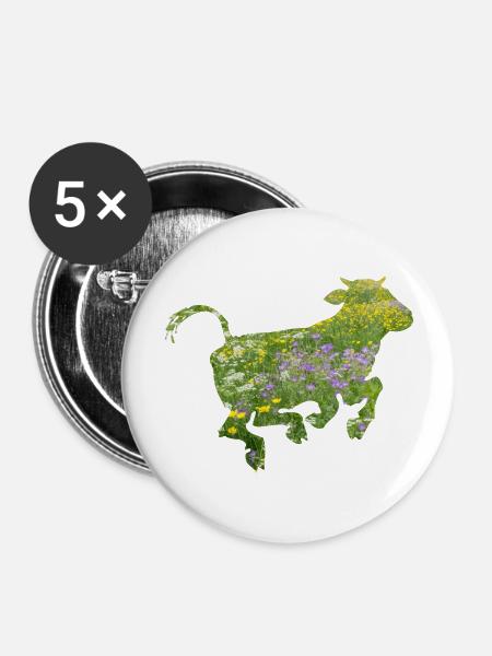 Kuh - Buttons groß 56 mm (5er Pack) - Weiß