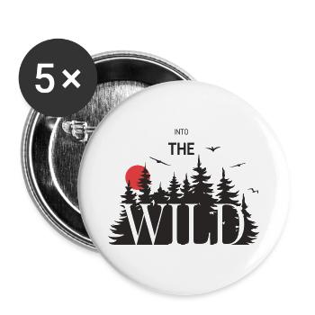 Into the Wild, Randonnée, Nature & Nature - Lot de 5 grands badges (56 mm) - blanc - Devant