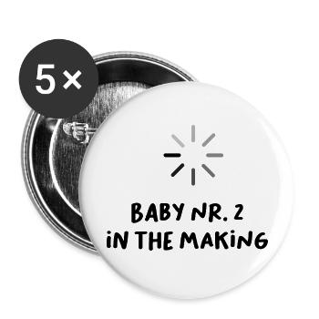 Loading baby No. 2 funny saying pregnancy - Buttons large 2.2''/56 mm (5-pack) - white - Front