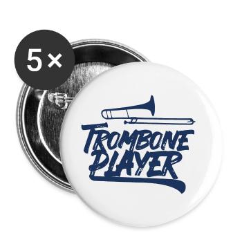 Trombone player musician trombonist - Buttons large 2.2''/56 mm (5-pack) - white - Front