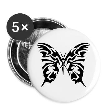 papillon tribal - Lot de 5 grands badges (56 mm) - blanc - Devant