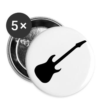 guitare electrique icone - Lot de 5 grands badges (56 mm) - blanc - Devant