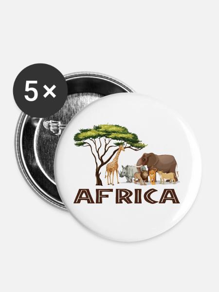 Afrika Grafik - Buttons groß 56 mm (5er Pack) - Weiß