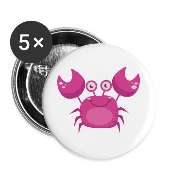 crabe - Lot de 5 grands badges (56 mm) - blanc - Devant