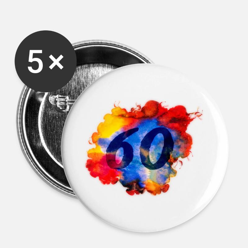 60th Birthday - Watercolor - Buttons large 2.2''/56 mm (5-pack) - white