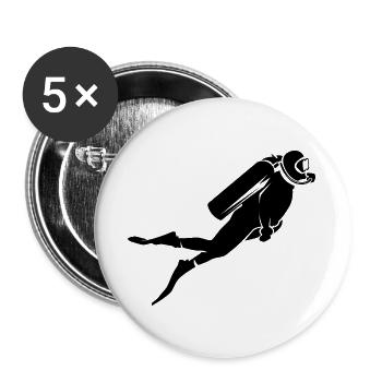 Illustration de logo de symbole sous-marin de mer de plongeur - Lot de 5 grands badges (56 mm) - blanc - Devant