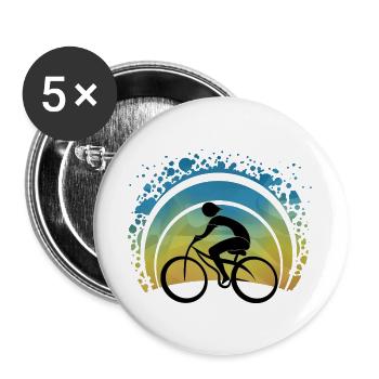 Radfahrer - Buttons groß 56 mm (5er Pack) - Weiß - Vorne