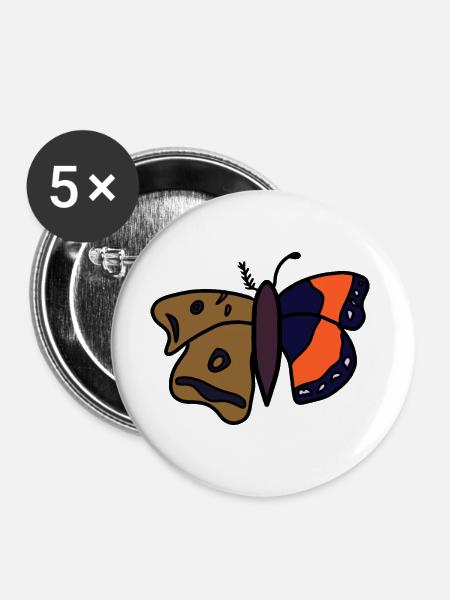 Dämmerung Schmetterling - Buttons groß 56 mm (5er Pack) - Weiß