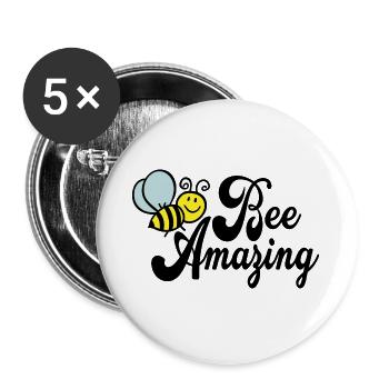 Bee Amazing Bee Animals Beekeeper Beekeeping Gift - Buttons large 2.2''/56 mm (5-pack) - white - Front