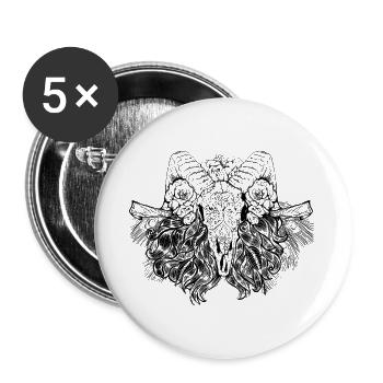 nuit fleurs gothique goth crâne mort Skull Punk - Lot de 5 grands badges (56 mm) - blanc - Devant