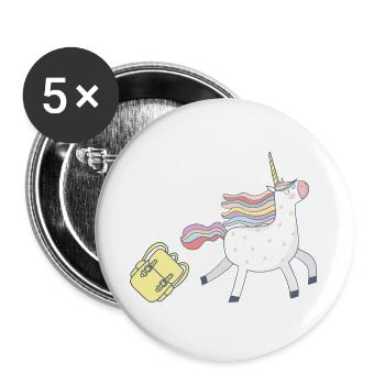 Unicorn goes to school - Buttons large 2.2''/56 mm (5-pack) - white - Front