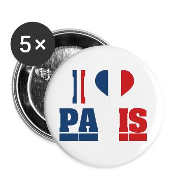 I love paris j’aime Paris France - Lot de 5 grands badges (56 mm) - blanc - Devant