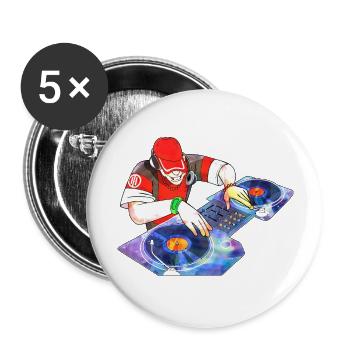 Cartoon-DJ - Buttons groß 56 mm (5er Pack) - Weiß - Vorne