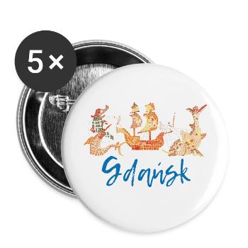 Danzig, Drachen - Buttons groß 56 mm (5er Pack) - Weiß - Vorne