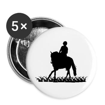 Cheval - Lot de 5 grands badges (56 mm) - blanc - Devant