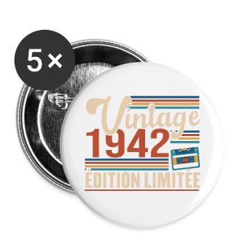 Vintage 1942 Edition Limitée - Lot de 5 grands badges (56 mm) - blanc - Devant
