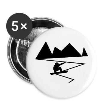Snowboard Snowboarder - Buttons groß 56 mm (5er Pack) - Weiß - Vorne