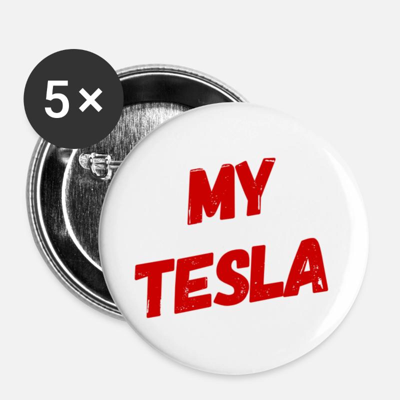 My Tesla - Buttons large 2.2''/56 mm (5-pack) - white