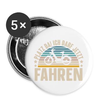 Mofa Führerschein Bestanden Geschenk - Buttons groß 56 mm (5er Pack) - Weiß - Vorne