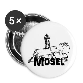 Mein Mosel Logo schwarz - Buttons groß 56 mm (5er Pack) - Weiß - Vorne